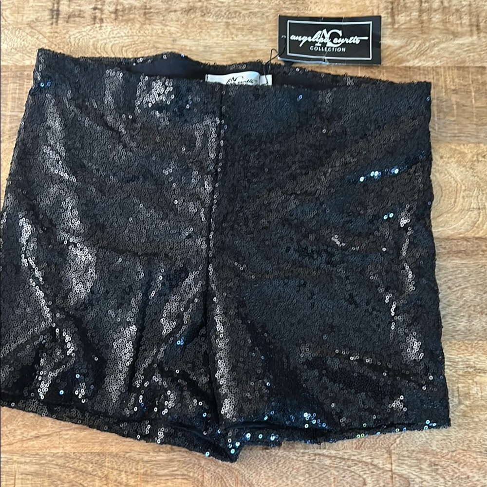 Black Sequin Women's Shorts